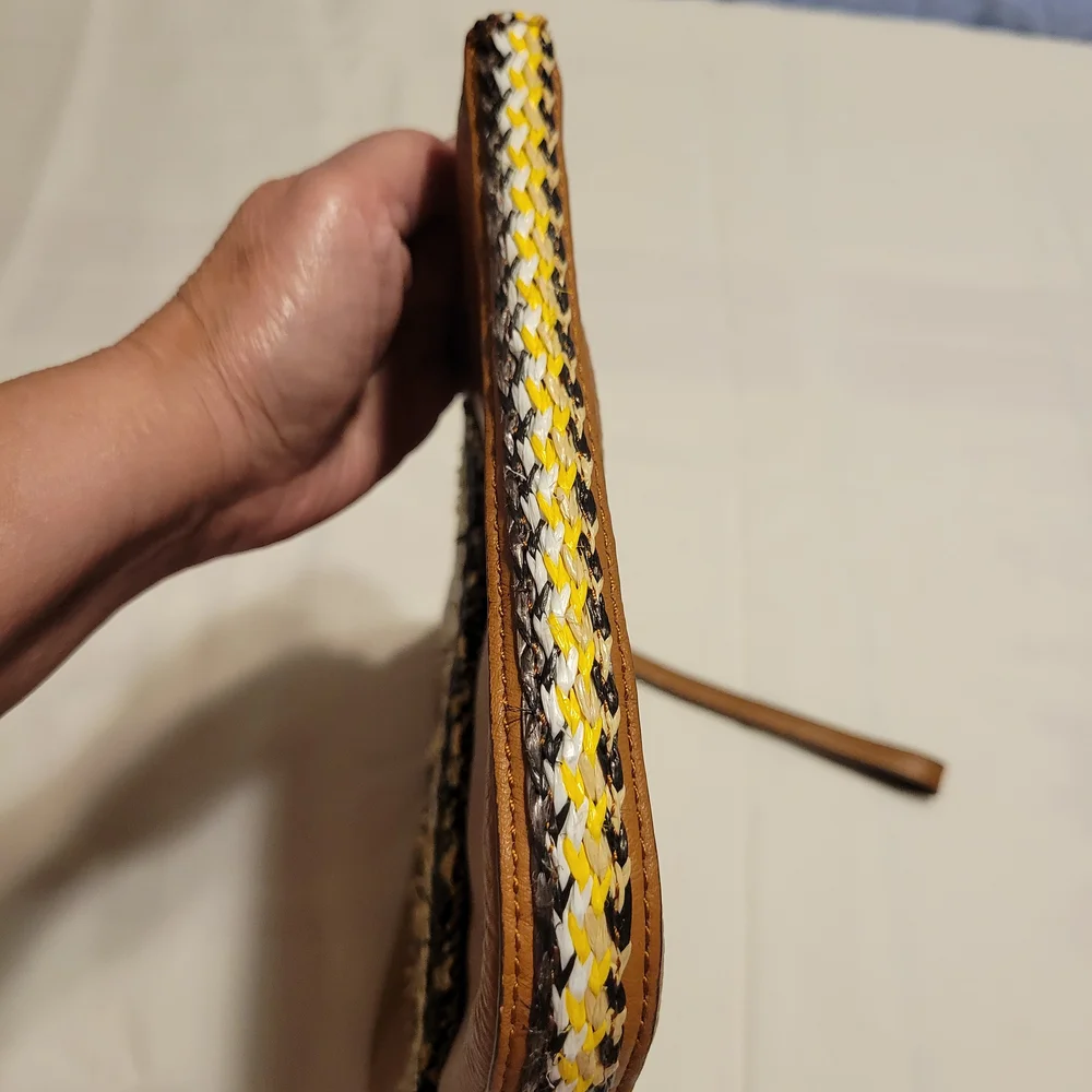 Vince Camuto Tan Wristlet with Woven Accents